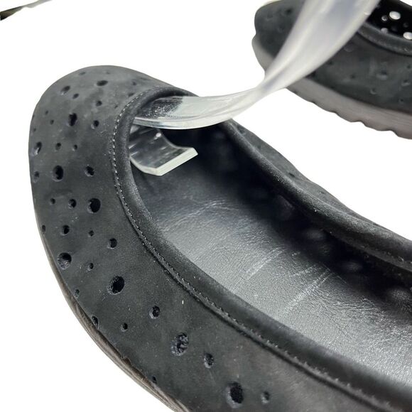 THE FLEXX Black Genuine Leather Suede Loafers Slip On Low Wedge Shoes Casual 9.5 - Picture 8 of 15